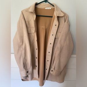 Carole Christian Suede Beige Snap Shacket Top Size XL